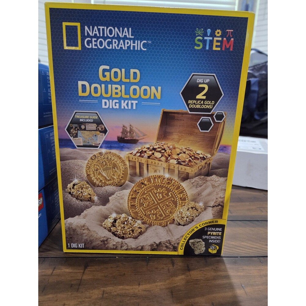 National Geographic Gold Doubloon Dig Kit Pyrite Specimens STEM B8